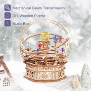 Rotating Starry Night Mechanical Music Box 3D Wooden Puzzle