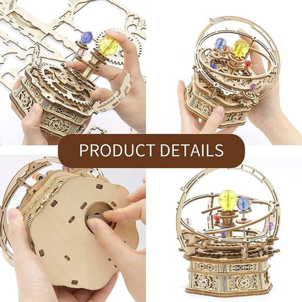 Rotating Starry Night Mechanical Music Box 3D Wooden Puzzle